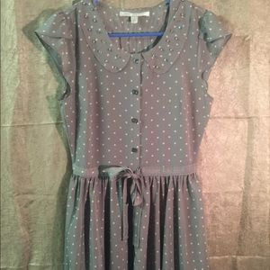 Gray dress with Pink Polka dots